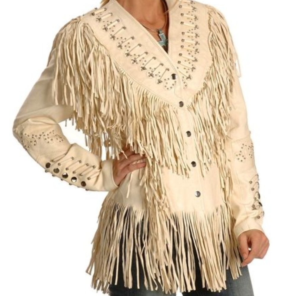 Leather fringe jacket